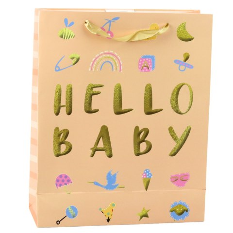 LEAN Torba Prezentowa Dla Dziecka Hello Baby Brzoskwiniowa 32 x 26 x 10cm LEAN Torba Prezentowa Dla Dziecka Hello Baby Brzoskwiniowa 32 x 26 x 10cm