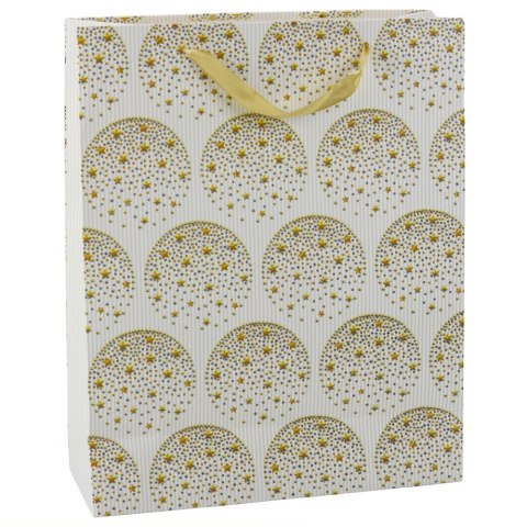 LEAN Torba Prezentowa Elegancka Złote Gwiazdki Biała 32 x 26 x 12 cm LEAN Torba Prezentowa Elegancka Złote Gwiazdki Biała 32 x 26 x 12 cm