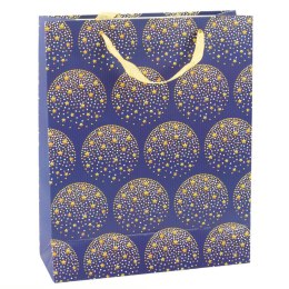 LEAN Torba Prezentowa Elegancka Złote Gwiazdki Granatowa 32 x 26 x 12 cm