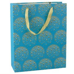 LEAN Torba Prezentowa Elegancka Złote Gwiazdki Niebieska 32 x 26 x 12 cm