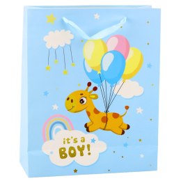 LEAN Torba Prezentowa It's A Boy Żyrafa Niebieska 32 x 26 x 10 cm