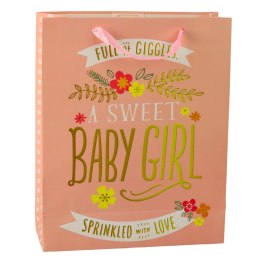 LEAN Torba Prezentowa Na Narodziny Baby Shower Dla Dziewczynki 32 x 26 x 12 cm