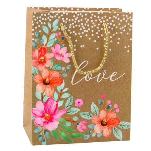 LEAN Torba Prezentowa Napis Love Kwiaty 23 x 18 x 10,5 cm LEAN Torba Prezentowa Napis Love Kwiaty 23 x 18 x 10,5 cm