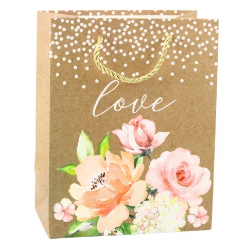 LEAN Torba Prezentowa Napis Love Kwiaty 23 x 18 x 10,5 cm LEAN Torba Prezentowa Napis Love Kwiaty 23 x 18 x 10,5 cm