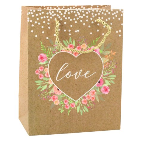 LEAN Torba Prezentowa Napis Love Kwiaty 23 x 18 x 10,5 cm LEAN Torba Prezentowa Napis Love Kwiaty 23 x 18 x 10,5 cm