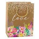 LEAN Torba Prezentowa Napis Love Kwiaty 23 x 18 x 10,5 cm