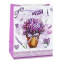 LEAN Torba Prezentowa Papierowa Lawenda Brokatowe Elementy 23 x 18 x 10,5 cm