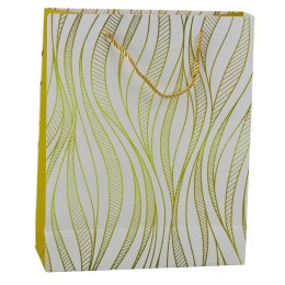 LEAN Torba Prezentowa Papierowa Linie Faliste Złote 32 x 26 x 12 cm