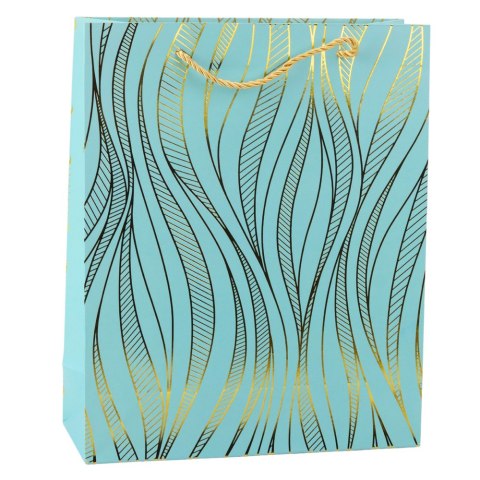 LEAN Torba Prezentowa Papierowa Linie Faliste Złote 32 x 26 x 12 cm LEAN Torba Prezentowa Papierowa Linie Faliste Złote 32 x 26 x 12 cm