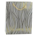 LEAN Torba Prezentowa Papierowa Linie Faliste Złote 32 x 26 x 12 cm