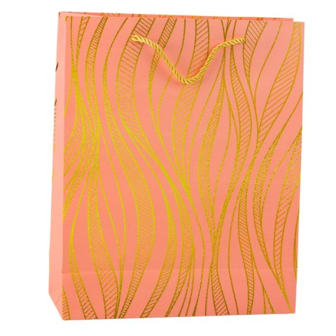 LEAN Torba Prezentowa Papierowa Linie Faliste Złote 32 x 26 x 12 cm LEAN Torba Prezentowa Papierowa Linie Faliste Złote 32 x 26 x 12 cm