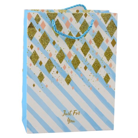 LEAN Torba Prezentowa Papierowa Niebieska Różowa Brokat 23 x 18 x 10,5 cm LEAN Torba Prezentowa Papierowa Niebieska Różowa Brokat 23 x 18 x 10,5 cm