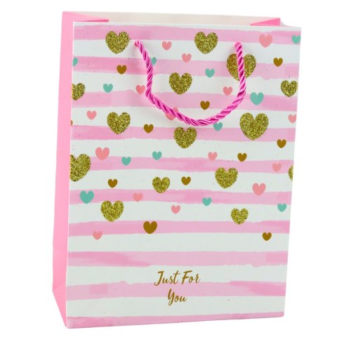 LEAN Torba Prezentowa Papierowa Niebieska Różowa Brokat 23 x 18 x 10,5 cm LEAN Torba Prezentowa Papierowa Niebieska Różowa Brokat 23 x 18 x 10,5 cm