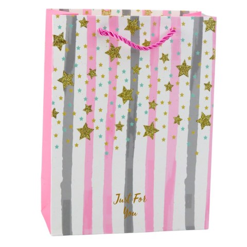 LEAN Torba Prezentowa Papierowa Niebieska Różowa Brokat 23 x 18 x 10,5 cm LEAN Torba Prezentowa Papierowa Niebieska Różowa Brokat 23 x 18 x 10,5 cm