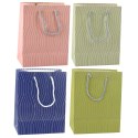 LEAN Torba Prezentowa Papierowa Srebrne Linie Faliste 23 x 18 x 10,5 cm