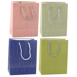 LEAN Torba Prezentowa Papierowa Srebrne Linie Faliste 23 x 18 x 10,5 cm
