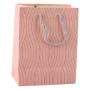 LEAN Torba Prezentowa Papierowa Srebrne Linie Faliste 23 x 18 x 10,5 cm