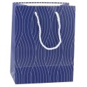 LEAN Torba Prezentowa Papierowa Srebrne Linie Faliste 23 x 18 x 10,5 cm