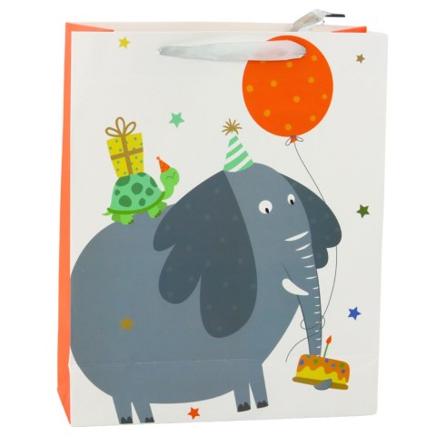 LEAN Torba Prezentowa Papierowa Urodzinowa Słoń 32 x 26 x 12cm LEAN Torba Prezentowa Papierowa Urodzinowa Słoń 32 x 26 x 12cm
