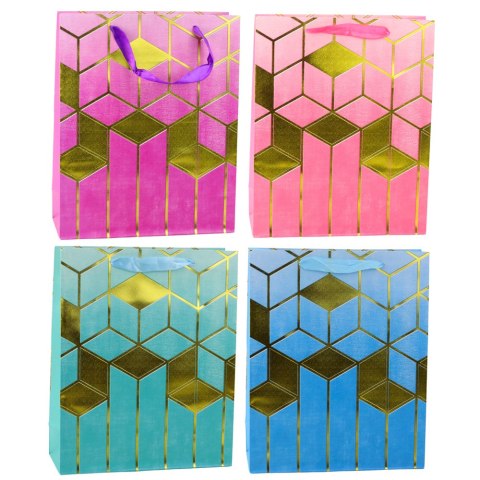 LEAN Torba Prezentowa Papierowa Wzory Geometryczne Złote 32 x 26 x 12 cm LEAN Torba Prezentowa Papierowa Wzory Geometryczne Złote 32 x 26 x 12 cm