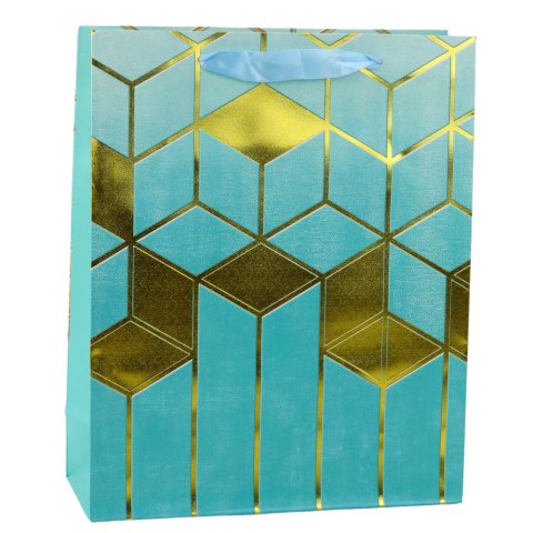 LEAN Torba Prezentowa Papierowa Wzory Geometryczne Złote 32 x 26 x 12 cm LEAN Torba Prezentowa Papierowa Wzory Geometryczne Złote 32 x 26 x 12 cm