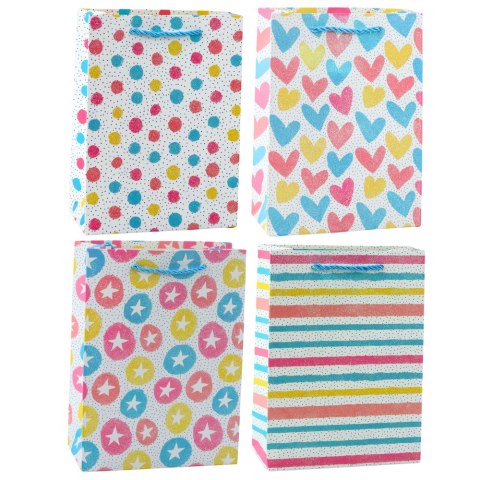 LEAN Torba Prezentowa Serca Gwiazdki Kropki Paski Kolorowe 23 x 18 x 10,5 cm LEAN Torba Prezentowa Serca Gwiazdki Kropki Paski Kolorowe 23 x 18 x 10,5 cm