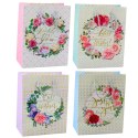 LEAN Torba Prezentowa Wzory Kwiaty Best Wishes 23 x 18 x 10,5 cm