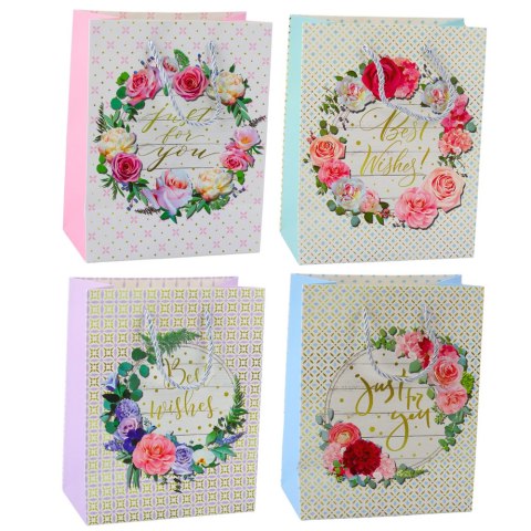 LEAN Torba Prezentowa Wzory Kwiaty Best Wishes 23 x 18 x 10,5 cm LEAN Torba Prezentowa Wzory Kwiaty Best Wishes 23 x 18 x 10,5 cm