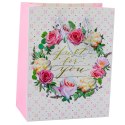 LEAN Torba Prezentowa Wzory Kwiaty Best Wishes 23 x 18 x 10,5 cm