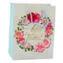 LEAN Torba Prezentowa Wzory Kwiaty Best Wishes 23 x 18 x 10,5 cm