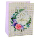 LEAN Torba Prezentowa Wzory Kwiaty Best Wishes 23 x 18 x 10,5 cm