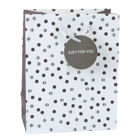 LEAN Torba Prezentowa Z Kropkami Napis Just For You 23 x 18 x 10,5 cm LEAN Torba Prezentowa Z Kropkami Napis Just For You 23 x 18 x 10,5 cm