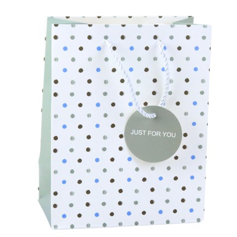 LEAN Torba Prezentowa Z Kropkami Napis Just For You 23 x 18 x 10,5 cm LEAN Torba Prezentowa Z Kropkami Napis Just For You 23 x 18 x 10,5 cm