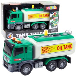 LEAN Toys Ciężarówka Cysterna Woda Światła Dźwięki Zielona 1:14