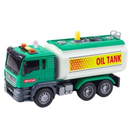 LEAN Toys Ciężarówka Cysterna Woda Światła Dźwięki Zielona 1:14