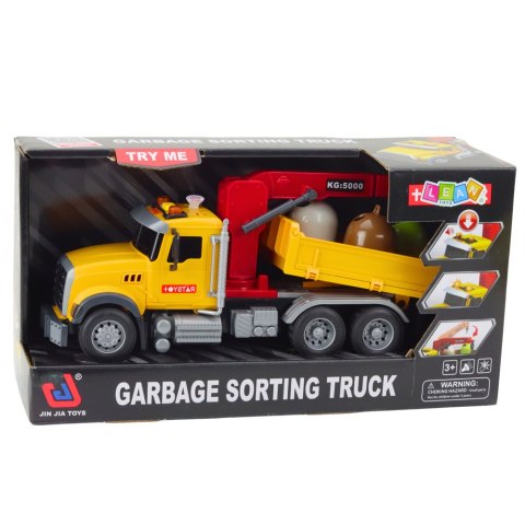 LEAN Toys Ciężarówka Do Sortowania Śmieci Pojemniki Na Odpady Światła Dźwięki LEAN Toys Ciężarówka Do Sortowania Śmieci Pojemniki Na Odpady Światła Dźwięki
