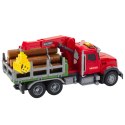 LEAN Toys Ciężarówka Z Dźwigiem Do Drewna Światła Dźwięki Czerwona 1:14