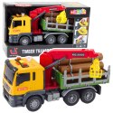 LEAN Toys Ciężarówka Z Dźwigiem Do Drewna Światła Dźwięki Żółta 1:14