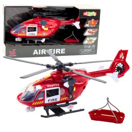 LEAN Toys Helikopter Straży Pożarnej Hak Nosze Światła Dźwięki 1:12