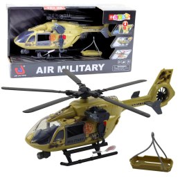 LEAN Toys Helikopter Wojskowy Militarny Hak Nosze Światła Dźwięki 1:14