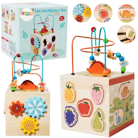 LEAN Toys Kostka Edukacyjna Sensoryczna Sorter 5 Płaszczyzn Drewniana LEAN Toys Kostka Edukacyjna Sensoryczna Sorter 5 Płaszczyzn Drewniana