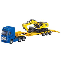 HUINA Ciężarówka z Naczepą Laweta Koparka Metalowa Huina Żółta 1:50