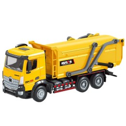 HUINA Śmieciarka Ciężarówka Metalowa Ruchoma Huina Żółta 1:50