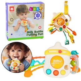 LEAN TOYS Zabawka Sensoryczna Gryzak Grzechotka Dla Malucha Butelka 3W1