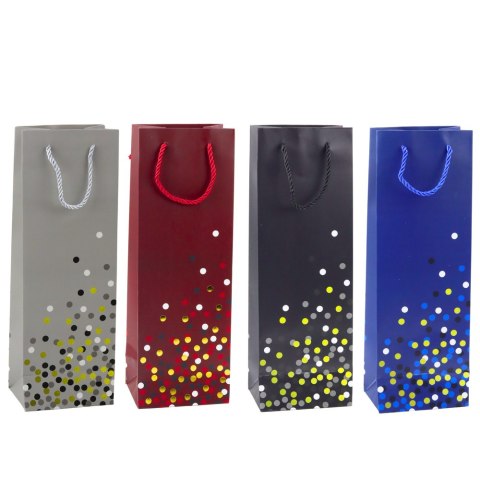 LEAN Torba Prezentowa Na Butelkę Wino W Kropki 36 x 12 x 9cm LEAN Torba Prezentowa Na Butelkę Wino W Kropki 36 x 12 x 9cm
