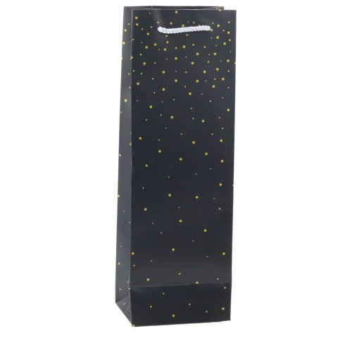 LEAN Torba Prezentowa Na Wino Butelkę Papierowa Złote Kropki 35 x 12 x 9 cm LEAN Torba Prezentowa Na Wino Butelkę Papierowa Złote Kropki 35 x 12 x 9 cm
