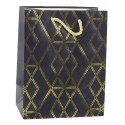 LEAN Torba Prezentowa Papierowa Elegancka Złote Wzory 23 x 18 x 10,5 cm