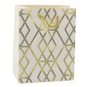LEAN Torba Prezentowa Papierowa Elegancka Złote Wzory 23 x 18 x 10,5 cm