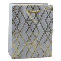 LEAN Torba Prezentowa Papierowa Elegancka Złote Wzory 23 x 18 x 10,5 cm