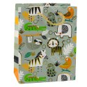 LEAN Torba Prezentowa Papierowa Zwierzęta Safari 23 x 18 x 10,5 cm